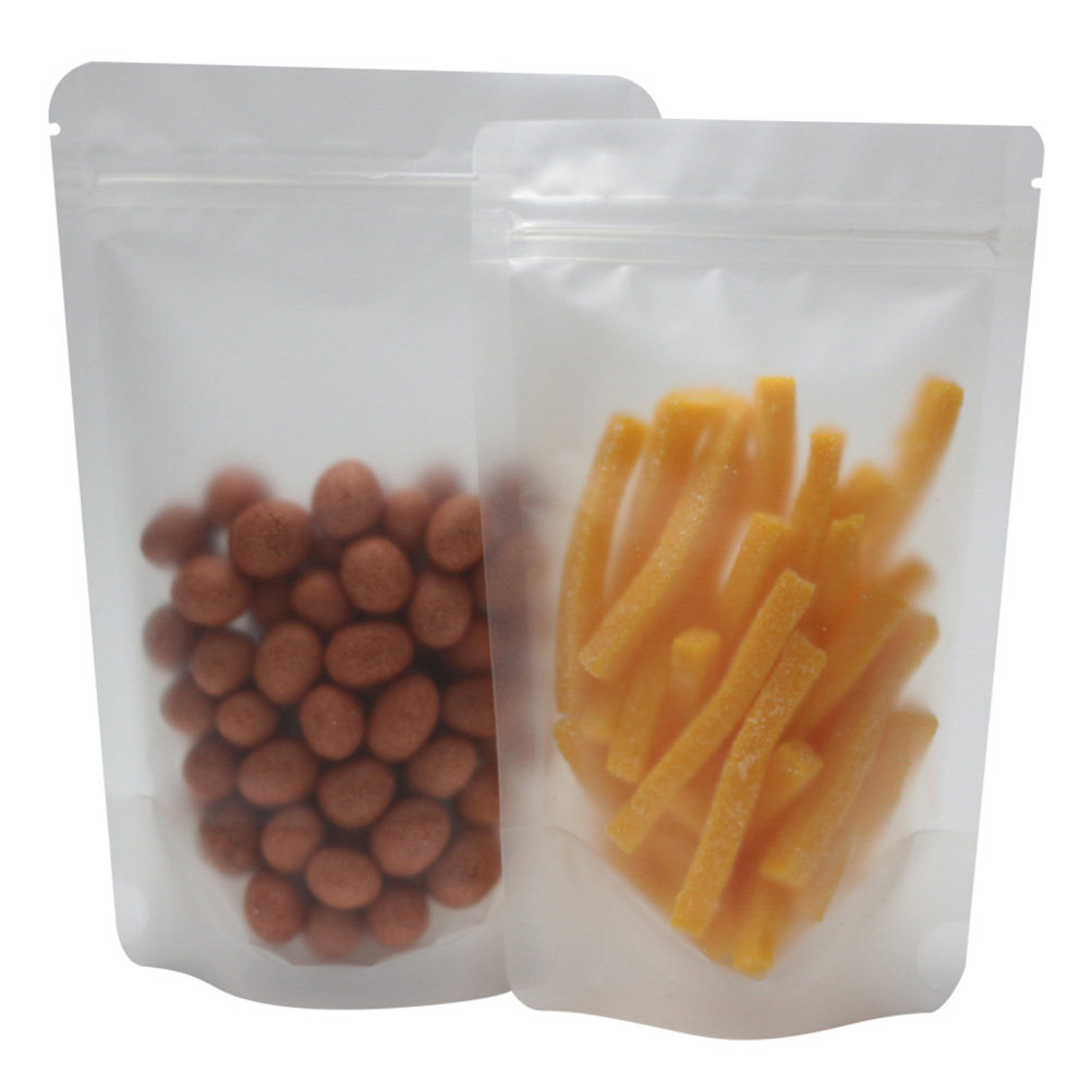 Dried Fruit - 100個入り、透明で食品グレードのPET素材を使用した、自封式のスタンドアップ型再封可能な保存袋。ナッツ、種子、コーヒー、紅茶、ドライフルーツ、スナックなどに最適。