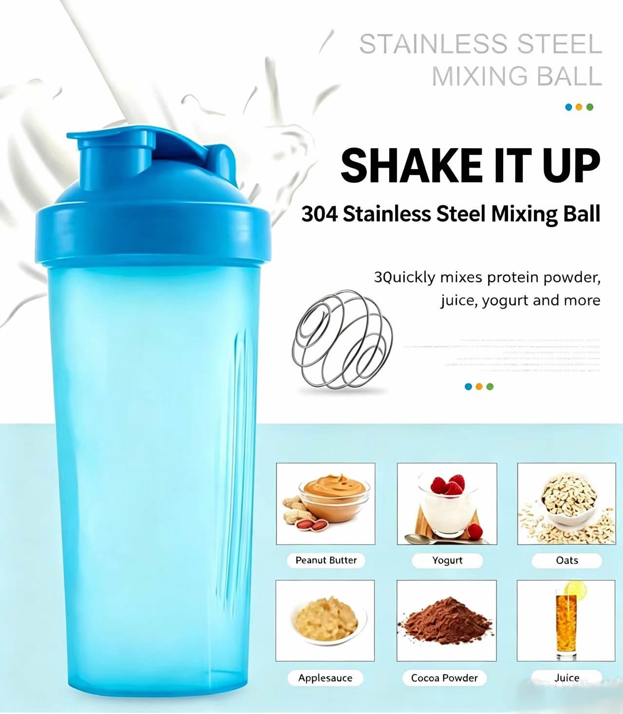 Protein Bar - プロテインシェイカーボトル2本セット（20オンス）、ワイヤーボール付きシェイカーボトル