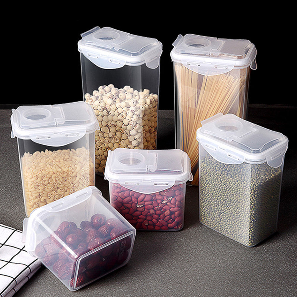Dried Fruit - 密閉蓋付きの透明なプラスチック製食品保存容器2個セット。キッチンや食品庫で、穀物、ドライフルーツ、米、豆、お茶などを保存するのに最適。