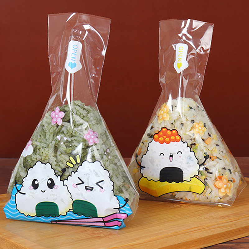 100 個のかわいい漫画海藻寿司型おにぎり包装袋三角弁当アク - Seaweed Snack のレビューと価格