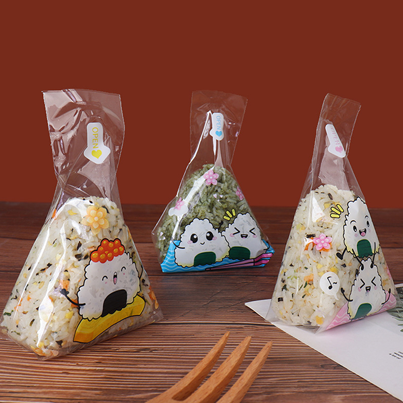 100 個のかわいい漫画海藻寿司型おにぎり包装袋三角弁当アク - Seaweed Snack のレビューと価格