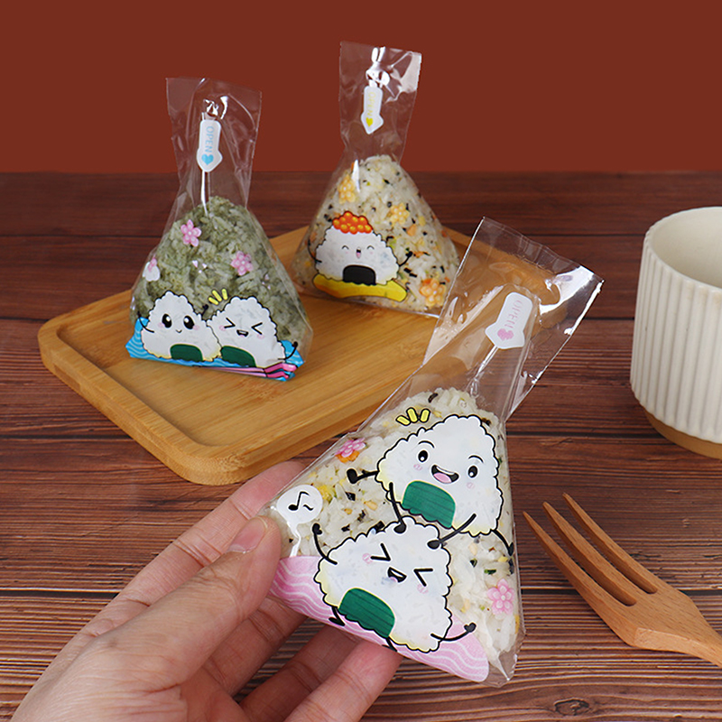 100 個のかわいい漫画海藻寿司型おにぎり包装袋三角弁当アク - Seaweed Snack のレビューと価格