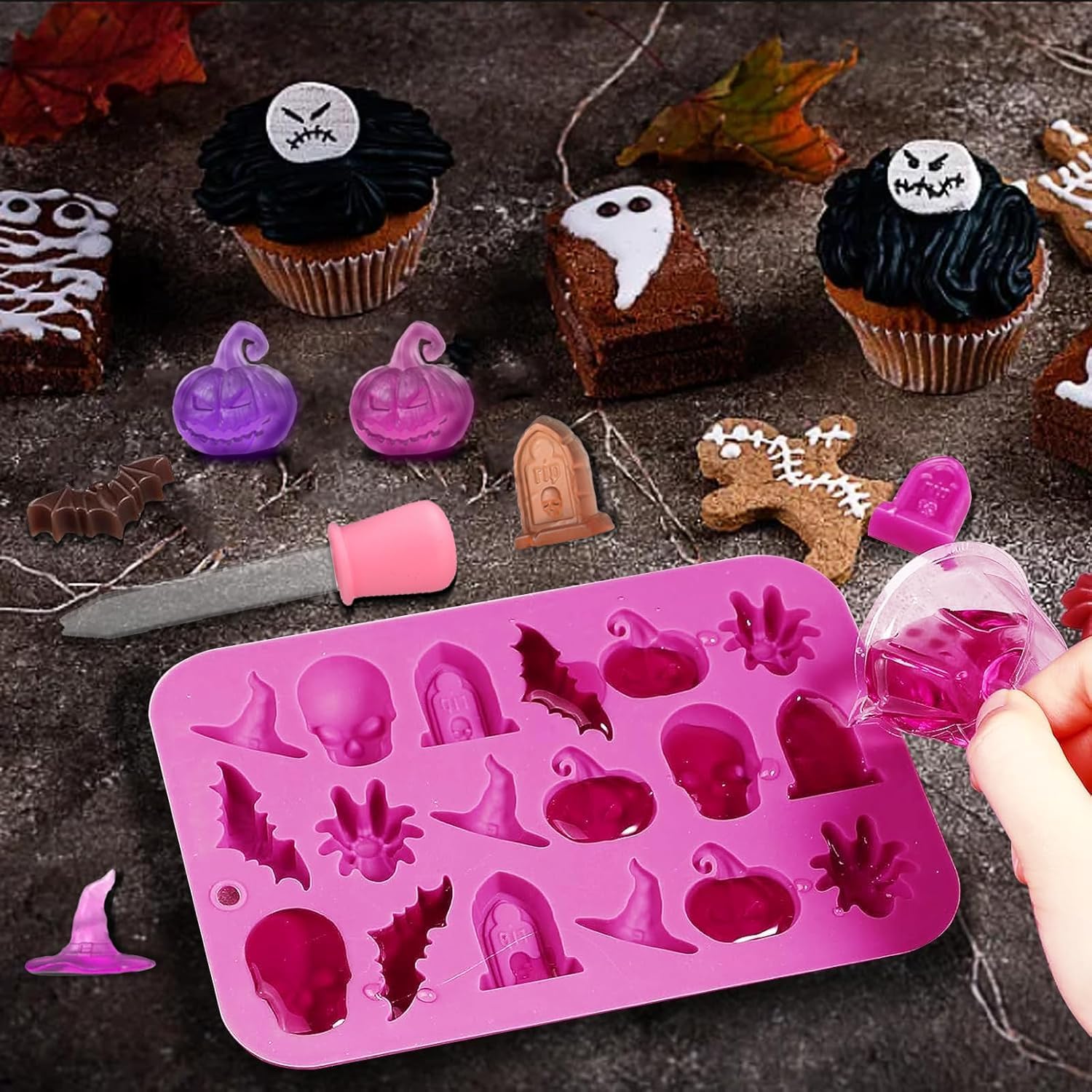 ハロウィンチョコレートシリコンモールド、パンプキンゴースト魔 - Gummy Candy のレビューと価格