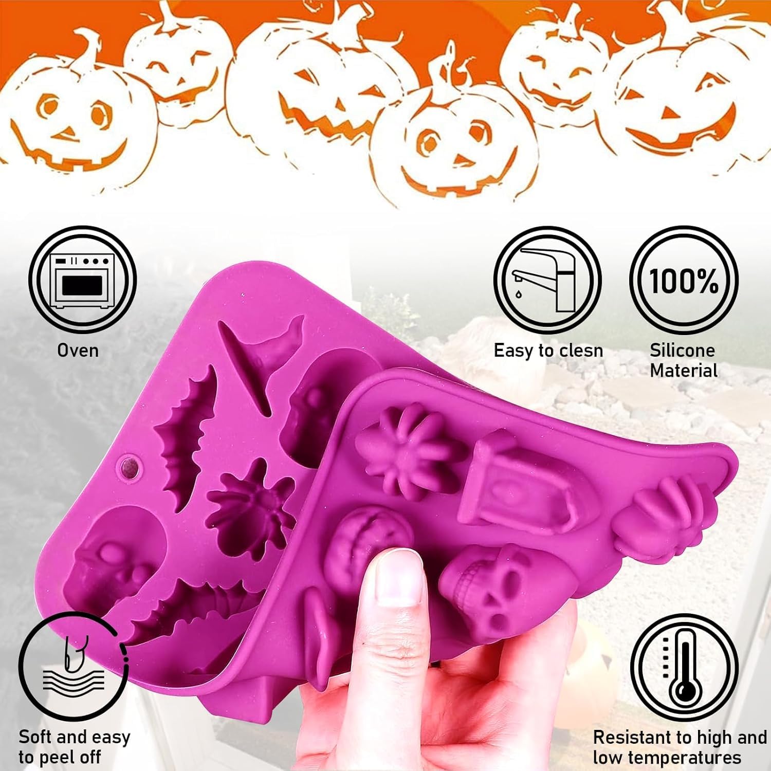 ハロウィンチョコレートシリコンモールド、パンプキンゴースト魔 - Gummy Candy のレビューと価格